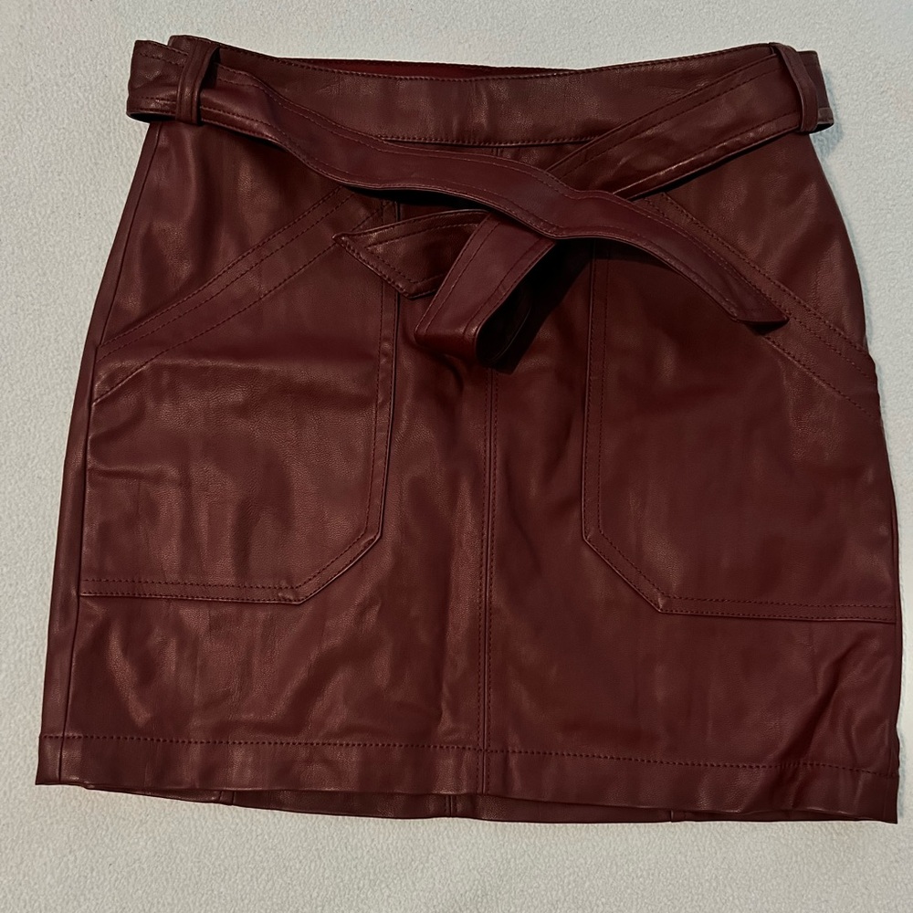 Express Burgundy Mini Leather Skirt